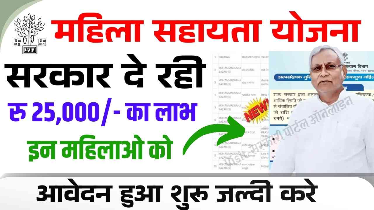 Bihar Mahila Sahayata Yojana 2025  : बिहार सरकार की नई योजना महिला सहायता इन सभी महिलाओं को मिलेगा 25000 रूपये