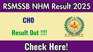 Rajasthan NHM CHO Result 2025 Out Merit List Download Link