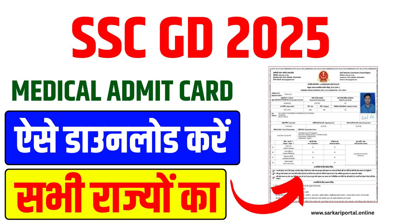 SSC GD Medical Admit Card 2025 OUT Download Link