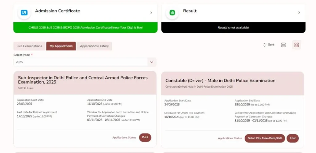 SSC Delhi Police Self Slot Selection 2025 Booking Best Link