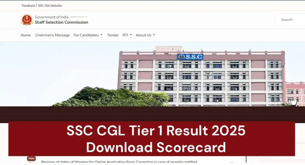SSC CGL Tier 1 Result 2025 Check Score Marks Best Link